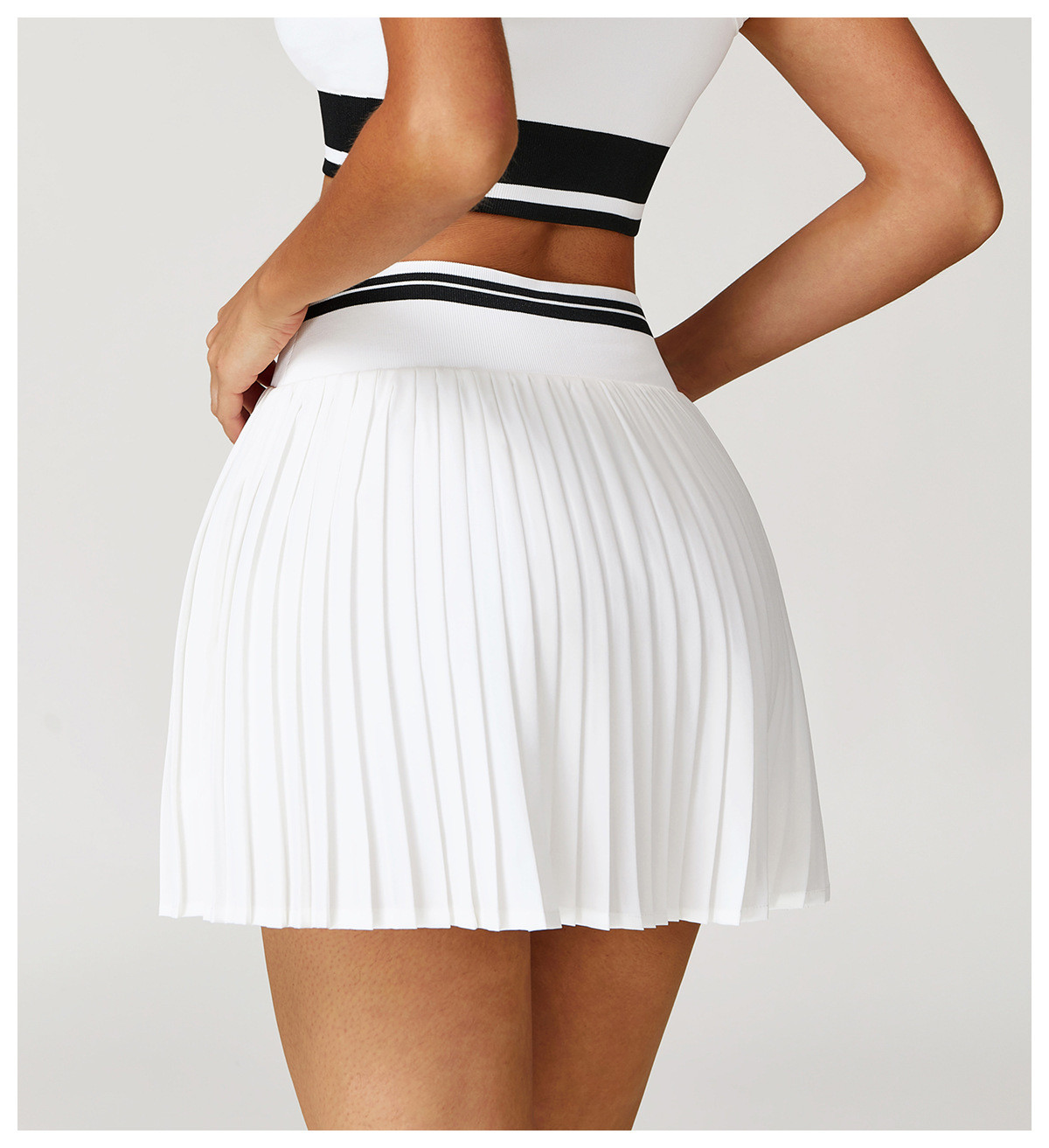 ODM color-blocked pleated skirt