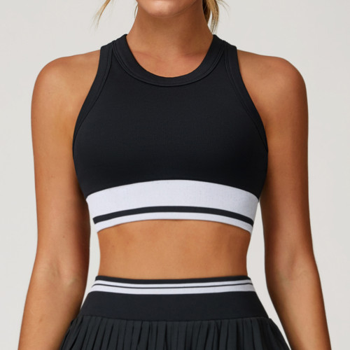 Premium OEM ODM Seamless Yoga Vest - Tight-Fitting Color-Blocked Racerback Bra & Fitness Running Sports Vest (5062) - Ideal for Wholesalers and Global Brand Collaborations