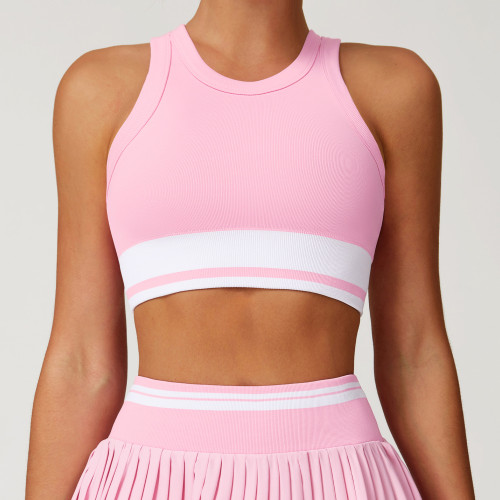 Premium OEM ODM Seamless Yoga Vest - Tight-Fitting Color-Blocked Racerback Bra & Fitness Running Sports Vest (5062) - Ideal for Wholesalers and Global Brand Collaborations