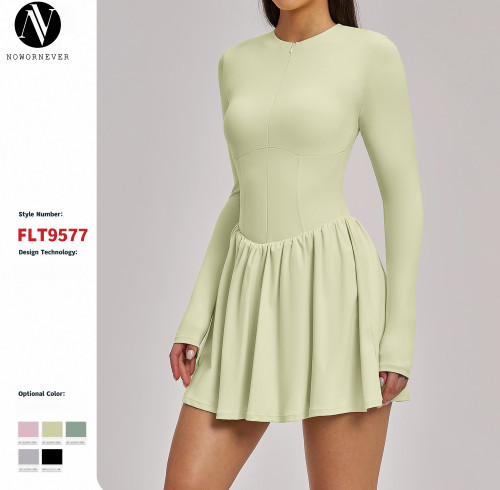 Activewear OEM & ODM Naked-Feel Fake Two-Piece Tennis Skirt | Anti-Exposure Fitness Pocket Sports Dress - Style 9577 Available for Wholesale