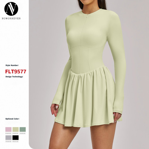 Activewear OEM & ODM Naked-Feel Fake Two-Piece Tennis Skirt | Anti-Exposure Fitness Pocket Sports Dress - Style 9577 Available for Wholesale