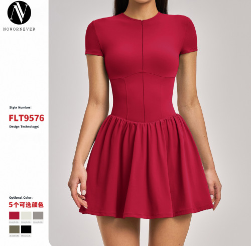 OEM and ODM Naked-Feel Fake Two-Piece Tennis Skirt - Anti-Exposure Fitness Pocket Skirt Sports Dress Style 9576 for Wholesale and Sourcing Agents