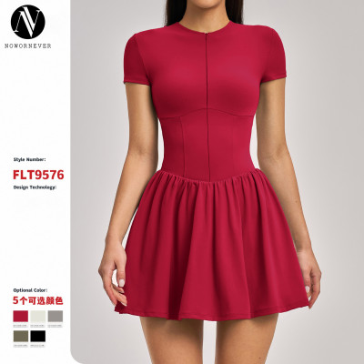 OEM and ODM Naked-Feel Fake Two-Piece Tennis Skirt - Anti-Exposure Fitness Pocket Skirt Sports Dress Style 9576 for Wholesale and Sourcing Agents