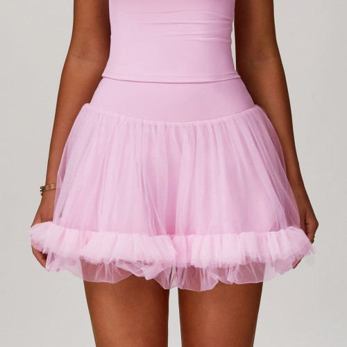 Wholesale OEM & ODM Summer Anti-Exposure Base Layer Shorts, High-Waisted Tennis Skirt, Casual A-Line Half Skirt, Mesh Sports Mini Skirt - Style 2033 for Activewear Brands