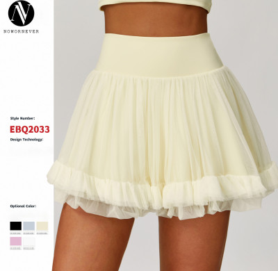 Wholesale OEM & ODM Summer Anti-Exposure Base Layer Shorts, High-Waisted Tennis Skirt, Casual A-Line Half Skirt, Mesh Sports Mini Skirt - Style 2033 for Activewear Brands