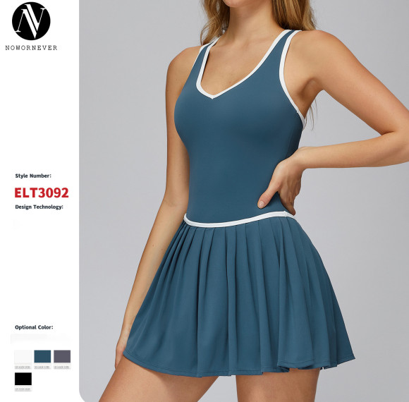 Wholesale OEM & ODM Women's Naked-Feel Dress | Fake Two-Piece Anti-Exposure Outdoor Sports Skirt for Fitness & Tennis - Style 3092 | Sourcing Agents Invited
