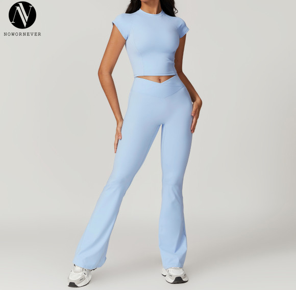 Slim-Fit Quick-Dry Yoga Set & Running Sports Short-Sleeve Outerwear for Women - Eco-Friendly Recycled Polyamide/Nylon - OEM, ODM, Wholesale, Sourcing Agents - Style 8799