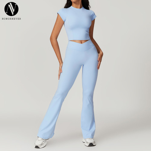 Slim-Fit Quick-Dry Yoga Set & Running Sports Short-Sleeve Outerwear for Women - Eco-Friendly Recycled Polyamide/Nylon - OEM, ODM, Wholesale, Sourcing Agents - Style 8799