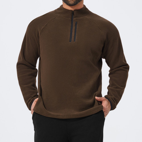 Custom Men's Half-Zip Fleece Sports Jacket 1043 - OEM & ODM Available | Wholesale Outdoor Coat for Hiking & Camping | Durable Sportswear for Active Lifestyles