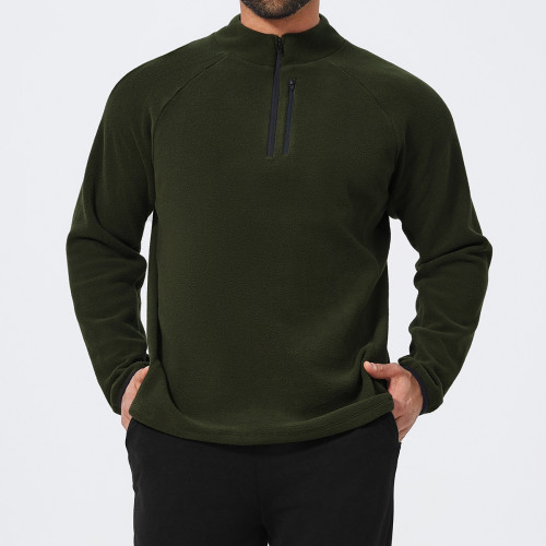 Custom Men's Half-Zip Fleece Sports Jacket 1043 - OEM & ODM Available | Wholesale Outdoor Coat for Hiking & Camping | Durable Sportswear for Active Lifestyles