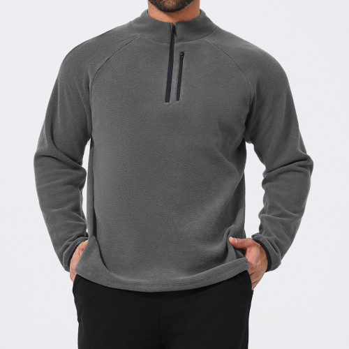 Custom Men's Half-Zip Fleece Sports Jacket 1043 - OEM & ODM Available | Wholesale Outdoor Coat for Hiking & Camping | Durable Sportswear for Active Lifestyles