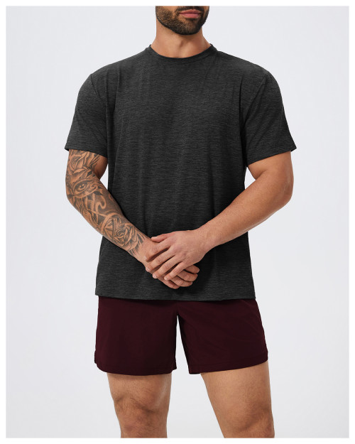 Men's Retro Fitness Sports T-Shirt 1105 | Crew Neck Soft Tee for Tennis, Badminton & Hiking