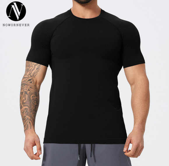 OEM & ODM Men's Seamless Muscle Fit Sports T-Shirt 1058 | Premium Athletic Short Sleeve for Gym, Training, Basketball & Running - Bulk Wholesale Available