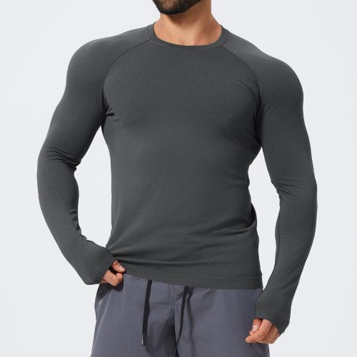 Men's Seamless Slim Fit Long Sleeve Sports T-Shirt 1058-3 | OEM & ODM Athletic Top for Gym, Running, Basketball & Football - Wholesale Options Available for Sourcing Agents