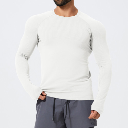 Men's Seamless Slim Fit Long Sleeve Sports T-Shirt 1058-3 | OEM & ODM Athletic Top for Gym, Running, Basketball & Football - Wholesale Options Available for Sourcing Agents