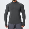 Men's Stand Collar Seamless Long Sleeve Sports T-Shirt 1058-1 | OEM & ODM Available | Moisture Wicking Zip Top for Gym, Running & Football - Wholesale Activewear Solutions