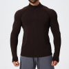 Men's Stand Collar Seamless Long Sleeve Sports T-Shirt 1058-1 | OEM & ODM Available | Moisture Wicking Zip Top for Gym, Running & Football - Wholesale Activewear Solutions