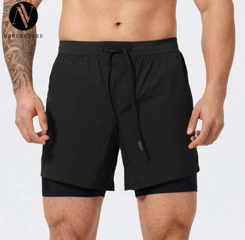 OEM Custom Men's Nylon Fitness Sports Shorts 1045 | Quick Dry Stretch Double Layer Basketball Shorts for Running & Training - Ideal for Wholesale and Sourcing Agents