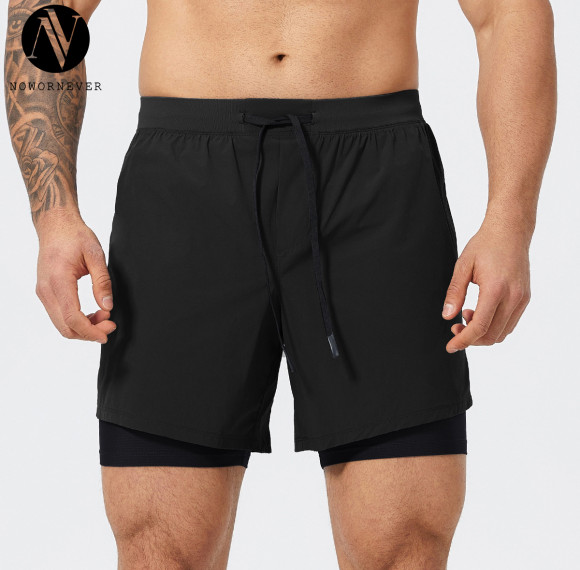 OEM Custom Men's Nylon Fitness Sports Shorts 1045 | Quick Dry Stretch Double Layer Basketball Shorts for Running & Training - Ideal for Wholesale and Sourcing Agents