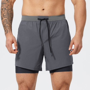 OEM Custom Men's Nylon Fitness Sports Shorts 1045 | Quick Dry Stretch Double Layer Basketball Shorts for Running & Training - Ideal for Wholesale and Sourcing Agents