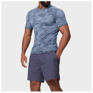 Men's Seamless Jacquard Short Sleeve 1083 | OEM & ODM Slim Fit Stretch Quick Dry Moisture Wicking Training Top for Wholesale - Perfect Activewear Solution for Brands & Traders