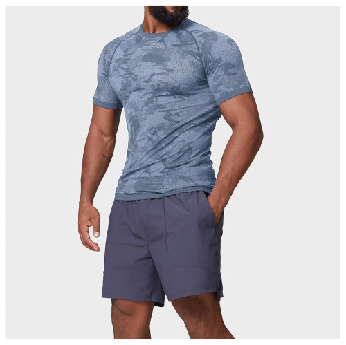 Men's Seamless Jacquard Short Sleeve 1083 | OEM & ODM Slim Fit Stretch Quick Dry Moisture Wicking Training Top for Wholesale - Perfect Activewear Solution for Brands & Traders