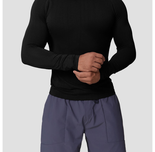 Men's Seamless Jacquard Long Sleeve T-Shirt 1075 | OEM & ODM Services for Slim Fit Quick Dry Moisture Wicking Training Tops - Wholesale Activewear Solutions