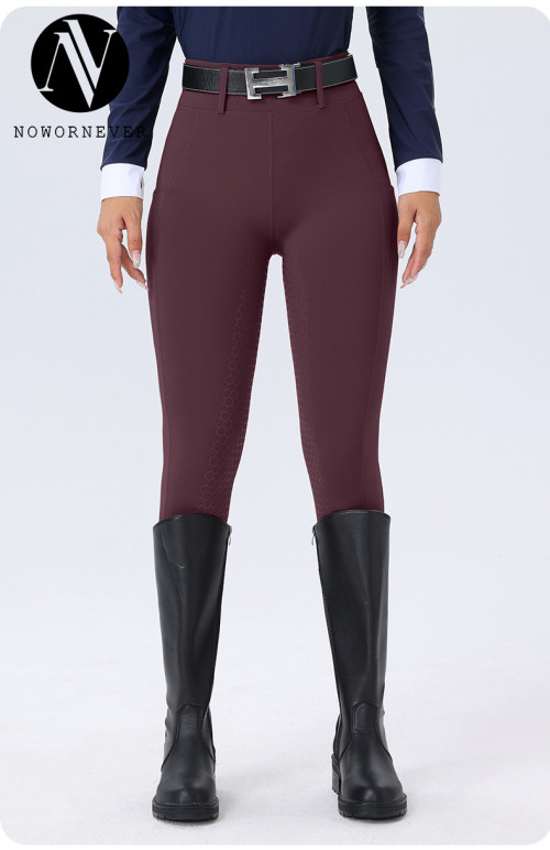 High Waist Women's Equestrian Pants with Full Seat Silicone - Non-Slip, Wear-Resistant Breeches | OEM, ODM, and Contract Manufacturing Available | Slim Fit with Pockets for Activewear and Sportswear Wholesale