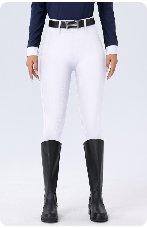 High Waist Women's Equestrian Pants with Full Seat Silicone - Non-Slip, Wear-Resistant Breeches | OEM, ODM, and Contract Manufacturing Available | Slim Fit with Pockets for Activewear and Sportswear Wholesale