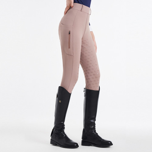 Women's Riding Pants F110 - OEM and ODM Equestrian Tights with Full Silicone Knee Protection | Zipper Pocket & High Waist Tummy Control | Wholesale Sportswear Solutions for North American & European Brand