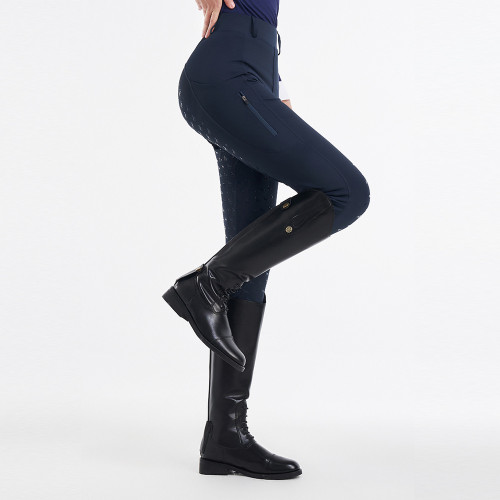 Women's Riding Pants F110 - OEM and ODM Equestrian Tights with Full Silicone Knee Protection | Zipper Pocket & High Waist Tummy Control | Wholesale Sportswear Solutions for North American & European Brand