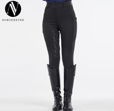 Women's Riding Pants F110 - OEM and ODM Equestrian Tights with Full Silicone Knee Protection | Zipper Pocket & High Waist Tummy Control | Wholesale Sportswear Solutions for North American & European Brand