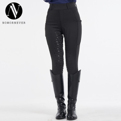 Women's Riding Pants F110 - OEM and ODM Equestrian Tights with Full Silicone Knee Protection | Zipper Pocket & High Waist Tummy Control | Wholesale Sportswear Solutions for North American & European Brand