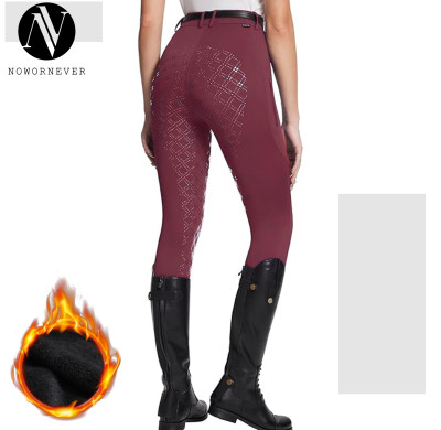 OEM/ODM In Stock Full Silicone Non-Slip Equestrian Fleece Pants - Item No.912, Winter Thickened Wear-Resistant Riding Breeches for Wholesale and Sourcing Agents