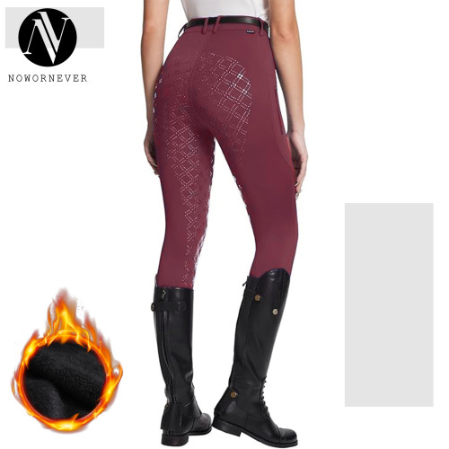 OEM/ODM In Stock Full Silicone Non-Slip Equestrian Fleece Pants - Item No.912, Winter Thickened Wear-Resistant Riding Breeches for Wholesale and Sourcing Agents