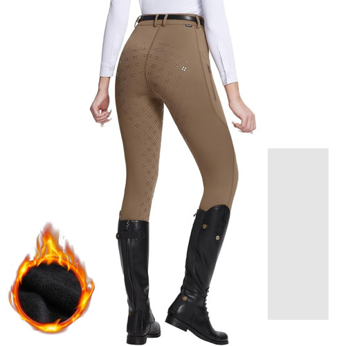 OEM/ODM In Stock Full Silicone Non-Slip Equestrian Fleece Pants - Item No.912, Winter Thickened Wear-Resistant Riding Breeches for Wholesale and Sourcing Agents