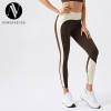 Premium Eco-Friendly Recycled Yoga Pants | Butt Lifting High Waist 9/10 Color Block Leggings in Peach | OEM, ODM & Wholesale Solutions for Activewear Retailers