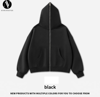 Punk Zipper All The Way Up Boxy Fit Short & Wide Dark Hip-Hop 350G Fleece Zip Up Jacket - OEM/ODM Wholesale Solutions for Activewear Manufacturers & Sourcing Agents