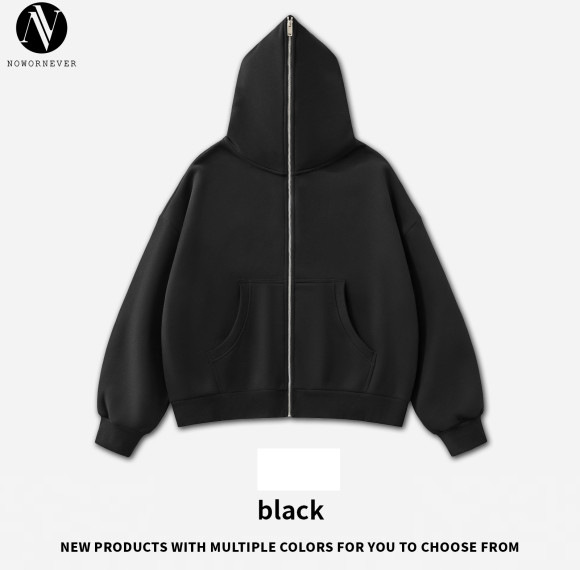Punk Zipper All The Way Up Boxy Fit Short & Wide Dark Hip-Hop 350G Fleece Zip Up Jacket - OEM/ODM Wholesale Solutions for Activewear Manufacturers & Sourcing Agents