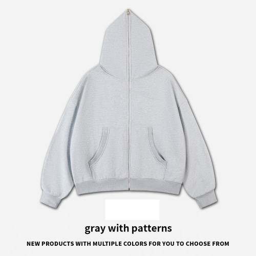 Punk Zipper All The Way Up Boxy Fit Short & Wide Dark Hip-Hop 350G Fleece Zip Up Jacket - OEM/ODM Wholesale Solutions for Activewear Manufacturers & Sourcing Agents