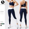 Wholesale Eco-Friendly Recycled Color Block Yoga Set with Built-in Bra Pad - OEM & ODM Options Available for Activewear Brands, Slimming Sports Vest & Outdoor Fitness Outfit for Running & Gym Enthusiast