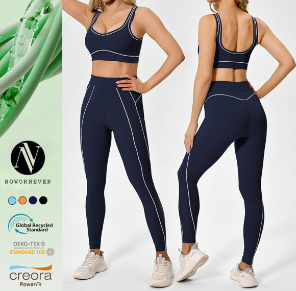 OEM & ODM Women's Color Block Yoga Set | Eco-Friendly High Waist Slim Fit Workout Outfit | Wholesale European & American Style Tight Sports Suit for Gym and Fitness