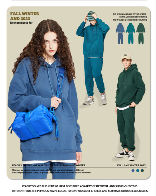 Men's Autumn Winter 350G Fleece Sweatshirt & Sweatpants Set | OEM, ODM Services for Streetwear Cross-Border American Style - Item No. M8301-K7001 | Wholesale, Sourcing Agents