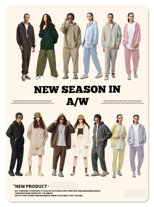 OEM & ODM Men's Streetwear Heavyweight 400G French Terry Set - Dopamine Hooded Zip Up Jacket & Sweatpants | Wholesale, Sourcing Agents, Activewear Manufacturing