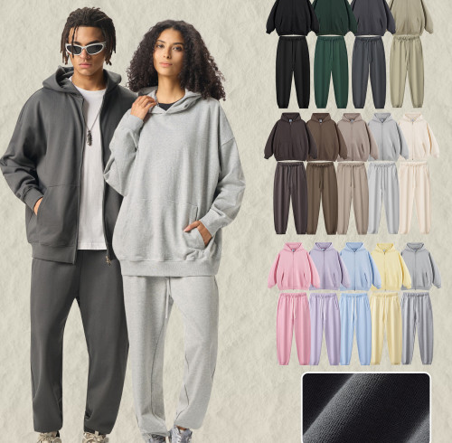 OEM & ODM Men's Streetwear Heavyweight 400G French Terry Set - Dopamine Hooded Zip Up Jacket & Sweatpants | Wholesale, Sourcing Agents, Activewear Manufacturing