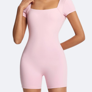 Customizable Women's Solid Color Slim Fit Bodysuit - OEM & ODM One Piece Shorts for Yoga, Running & Fitness | Wholesale Supply Solutions for Activewear & Sportswear