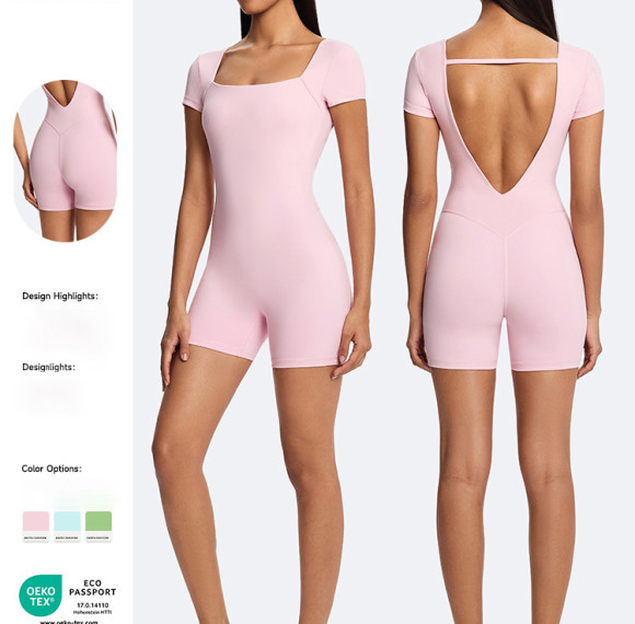 Customizable Women's Solid Color Slim Fit Bodysuit - OEM & ODM One Piece Shorts for Yoga, Running & Fitness | Wholesale Supply Solutions for Activewear & Sportswear