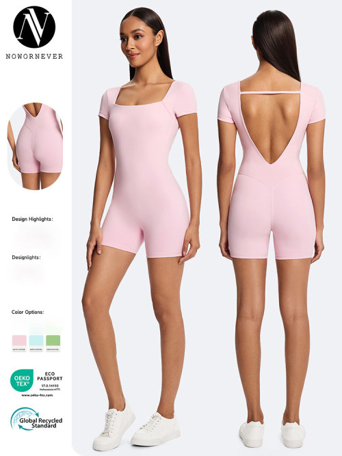 Customizable Women's Solid Color Slim Fit Bodysuit - OEM & ODM One Piece Shorts for Yoga, Running & Fitness | Wholesale Supply Solutions for Activewear & Sportswear
