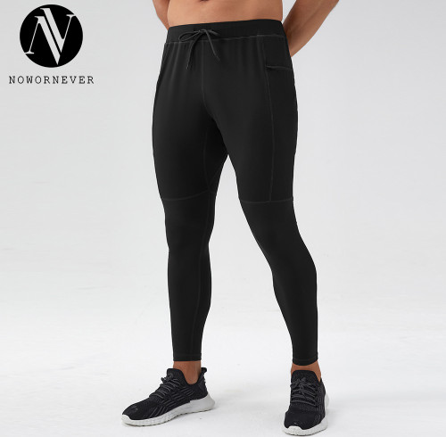 OEM & ODM Men's Nylon Yoga Fitness Pants - Item No. 31343 - Zipper Pockets, Naked Feeling, Quick Dry Sports Pants for Wholesale and Sourcing Agents - Calf Skinny Fit for Activewear Brands