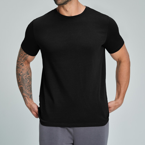 Eco-Friendly Men's Organic Cotton Short Sleeve Sports Tee - Skin-Friendly & Breathable Design for Fitness, Running & Climbing - Available for OEM, ODM, and Wholesale Opportunities